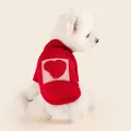 Red knitted pet sweater with heart pattern patch for small dogs and cats variant style - Red Heart Sweater / XS (Weight 1.5kg)