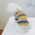 Suave suéter de punto con rayas de colores para perros pequeños y gatos en otoño e invierno - Suéter de Colores Arcoíris