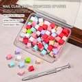 Nail art set with 100 colorful 1cm mini sponges and a 120mm stainless steel claw clip tool - Dabbing Sponge Set 03 (Mixed Color) / 100 Beads