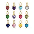 Collection of 12 colorful heart-shaped birthstone pendants in 14K gold plating - 10 Pieces Pack / Steel Color (Note for Color)