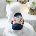 Suéter de punto suave azul marino y blanco para mascotas con lindos estampados de osos - Suéter de Oso del Bosque