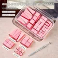 Multi-size pink nail art sponge set with metal claw grabber tool and storage box. - Dabbing Sponge Set 05 (Pink Multi-size) / 100 Pieces (Multi-size)
