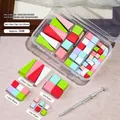 Comprehensive nail art sponge set with gradient cubes and metal claw clip tool. - Dabbing Sponge Set 06 (Mixed Color Multi-size) / 100 Pieces (Multi-size)