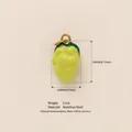 Handmade green grape fruit shaped pendant in stainless steel with measurement details - Green Grape