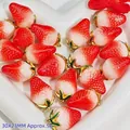 Detailed view of red strawberry resin charms for DIY jewelry making, size 30x23mm. - Resin Strawberry Pendant (S414)