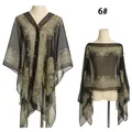 Black chiffon paisley sun protection shawl, variant 6, versatile beach cover up - 100*155cm / Black (6#)