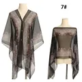 Black chiffon paisley shawl with pearl accents, style 7# - 100*155cm / Black with Red and White Paisley(7#)