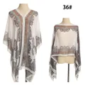 Women's summer chiffon sun protection shawl with elegant paisley print, style 36 - 100*155cm / White Print(36#)