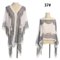 Elegant white chiffon paisley print shawl for women, versatile summer beach cover-up style 37# - 100*155cm / White Gray Paisley(37#)