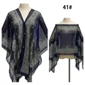 Navy blue paisley print chiffon sun protection shawl and beach scarf for women - 100*155cm / Navy Blue(41#)