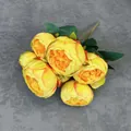 Ramo de peonías artificiales de 7 cabezas en amarillo y naranja para decoración - Colores De Primavera: Amarillo