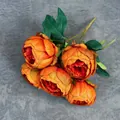 Bouquet di peonie arancioni artificiali a sette teste per l'arredamento della casa - 7 Teste/Confezione / Serie Primavera - Rosso Arancio