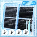 Professional 624pcs blue individual cluster lashes extension kit with bond, seal and tweezers - Diy-jms-341+ Blue (double-ended Glue + Pointed Tweezers + Single-ended Small Brush)