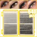 Professional 640 pieces individual cluster lashes 40D set in a yellow portable lash book - DIY-JMS-353
