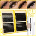 640pcs individual cluster lashes kit with bond, seal, and applicator tools. - Diy-jms-355+ White (double-ended Glue + Pointed Tweezers + Single-ended Small Brush)