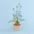Exquisite handmade crochet potted plant featuring blue and white flowers in a beige knit pot - Phalaenopsis Orchid Potted (Yarn Pot) / Blue