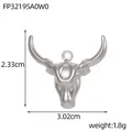 Silberner Stierkopf-Anhänger aus Edelstahl für DIY-Schmuckherstellung 3,02 x 2,33 cm - Bullhead-fp32195a0w0