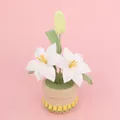 Handmade crochet white lily flower potted plant, exquisite desktop decoration ornament - Double-Head Lily (Tulip Lace Cylindrical Pot) / White