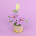 Handmade purple crochet lily potted plant with decorative knitted base for home decor - Double-Head Lily (Tulip Lace Cylindrical Pot) / Purple