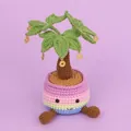Handmade crochet money tree potted plant in colorful smiling face pot - Lucky Tree Potted (Rainbow Footed Pot) / Green