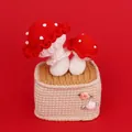 Handmade crochet mushroom potted plant featuring red and white spotted toadstools - Double-Head Mushroom (Yarn Square Pot) / Red White