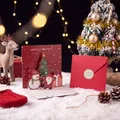 Festive 3D Christmas pop-up card with Santa and snowman motifs including red envelope - Red Snowman (J5-01)