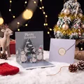 Festive 3D pop-up Christmas card set with snowman design and purple envelope seal - Blue Snowman (J5-04)