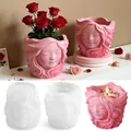 Artistic girl face silicone mold for DIY resin candle holders and plaster flower pots - Girl's Flowerpot 01 / Silicone Mold