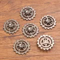 Set of six 22mm antique silver steampunk alloy mechanical gears for jewelry DIY projects - Gun Black / 1 Piece - 2.3g