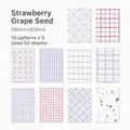 Set mit 50 dekorativen Materialpapieren mit 10 einzigartigen geometrischen Mustern - Beeren-Traubenkerne