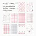 Set aus 50 Blatt dekorativem Papier mit rosa Karomuster für Scrapbooking, 56x83mm - Regenbogen-Kaugummi