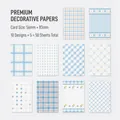 Set mit 50 dekorativen blau-weißen Karo-Papieren für Scrapbooking, 56x83 mm - Eisgekühltes Sprudelwasser