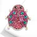 Elegante lieveheersbeestje broche met roze en groene strassteentjes mode-accessoire - Lieveheersbeestje Roze (YNCP4067)