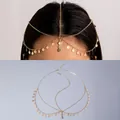 Bohemian style exotic gold multi-layer head chain with coin pendants and rhinestone - 26336-1-G