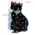 Pince à cheveux mignonne en forme de chat noir avec des motifs floraux roses pour femme - Style Chat Noir à Fleurs Roses / Chat Multicolore