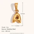 Detailweergave van de 18K vergulde roestvrijstalen letter A hanger met afmetingen - Hanger Zonder Ketting-A / Goud