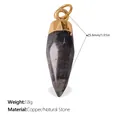 Elegant bullet-shaped natural stone pendant with gold copper cap, size 25.6mm for DIY - Dark Gray Bullet Style (PJ725BKG)