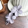 Elegant matte lavender double flower duckbill hair clip for stylish back hair styling. - Light Purple