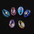 Assorted colorful floral and star pattern cowrie shell beads for DIY jewelry crafts - Mixed Colors (20 Pieces/pack) / 9x19mm,1.5g