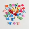 Pack of 50 mixed color mini cartoon butterfly and flower hair claw clips for girls - Cartoon Mixed Style / 50 Pieces/Pack (OPP Bag) / Multicolor