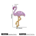 Handmade stainless steel flamingo pendant with purple drip oil finish for jewelry - Purple