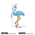 Blue marbled oil-dripped flamingo pendant in stainless steel for DIY jewelry accessories - Blue