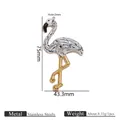 Flamingo pendant in stainless steel with colorful drip oil finish for DIY jewelry - Black & White