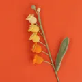 Detailed view of hand-crocheted Lily of the Valley flower with orange gradient - Gradient Yellow