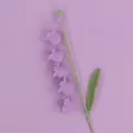 Hand-crocheted purple lily of the valley artificial flower with green leaf detail - Purple