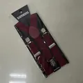 Bretelle elastiche rosso vino di alta qualità con clip argentate regolabili in confezione - Per Bambini - Taglia 20 Bordeaux (65 Cm)