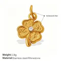 Golden stainless steel four-leaf clover pendant accessory with center rhinestone - Rhinestone Clover Style (PJ1248WEG)