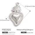 Pendente sacro cuore in acciaio inossidabile argento con dettagli su dimensioni e peso - Stile Fiamma Sacro Cuore (PJ92282S)