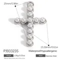 Elegante ciondolo a croce in acciaio inossidabile con perle bianche per gioielli - PJ93323S