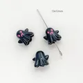 13x12mm black ghost shaped acrylic beads for Halloween DIY necklace and bracelet jewelry making - Glossy Black Ghost with Hat (13x12mm)